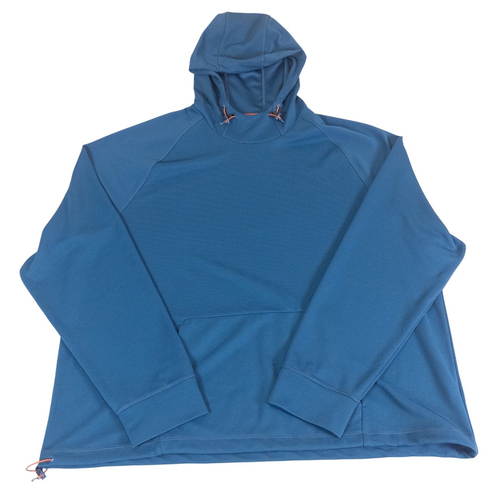 LL Bean Mens 3XL Blue VentureStretch Ottoman Ribbed Pullover Hoodie Sweatshirt